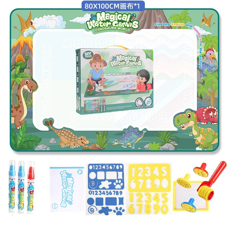 100x80CM Magic Water Drawing Mat – Reusable Doodle Coloring Mat with Magic Pens | Montessori Educational Painting Board for Kids