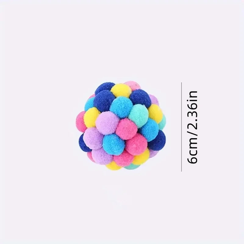 1/3PCS Cat Plush Ball Toys – Elastic Bell Balls for Interactive Cat Play