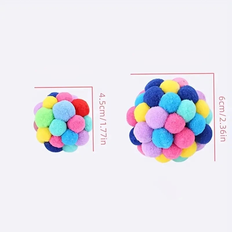 1/3PCS Cat Plush Ball Toys – Elastic Bell Balls for Interactive Cat Play