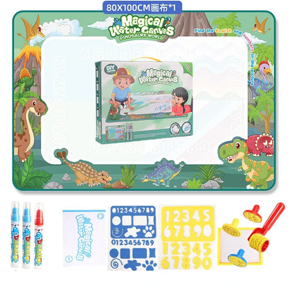 100x80CM Magic Water Drawing Mat – Reusable Doodle Coloring Mat with Magic Pens | Montessori Educational Painting Board for Kids