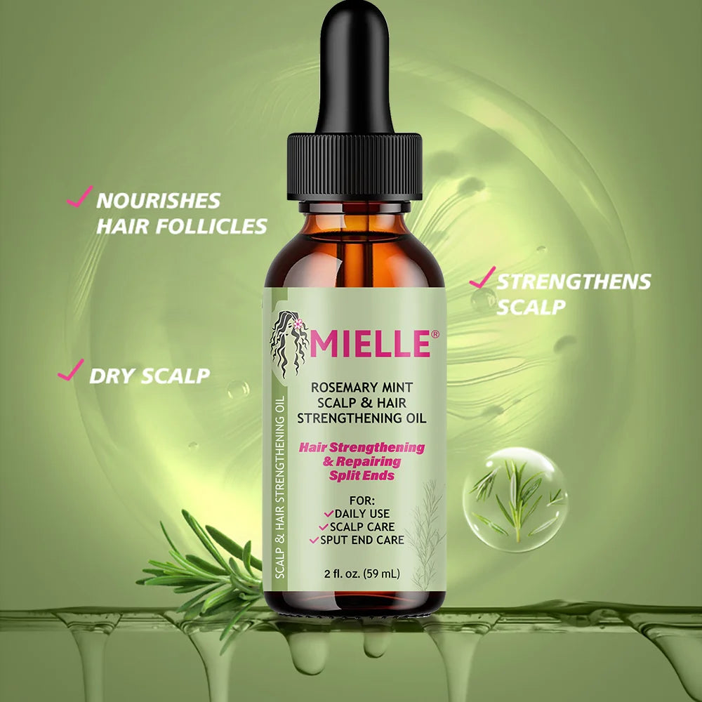 Hair Growth Essential Oil Rosemary Mint Hair Strengthening Oil Nourishing Treatment for Split Ends and Dry Organics Hair Care