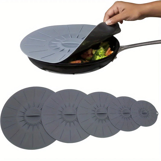 5-Piece Set Multi-Size Silicone Lids - Heat-Resistant, Microwave & Stovetop Safe Covers - Versatile Seal for Kitchenware