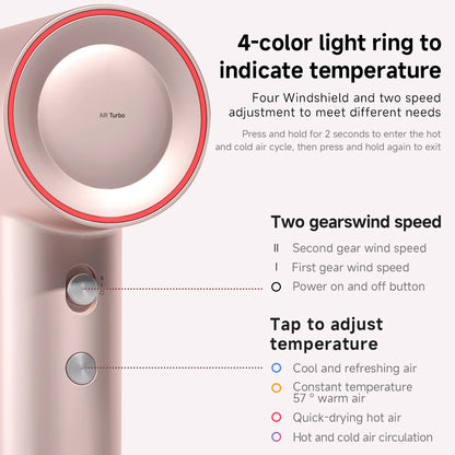 DOCO High Speed Hair Dryer – 75m/s Airflow | 200 Million Negative Ions | 110,000 RPM Motor