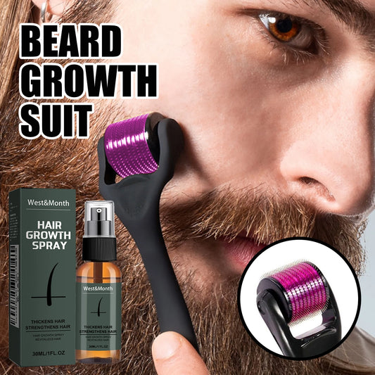 Natural Men's Beard Growth Spray Set – Beard Growth Essence &amp; Moisturizing Nutrient Solution