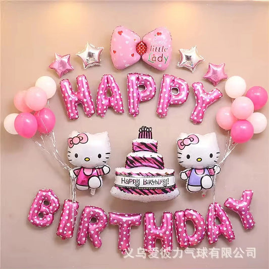 🎀 Cute Sanrio Party Balloon Set – Hello Kitty Birthday Decoration for Kids &amp; Girls' Room Decor