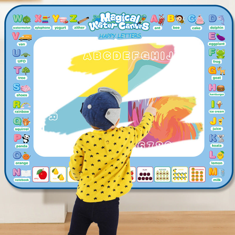 100x80CM Magic Water Drawing Mat – Reusable Doodle Coloring Mat with Magic Pens | Montessori Educational Painting Board for Kids